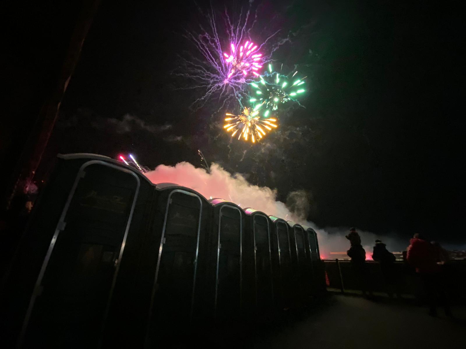 Firework night event with Premier Flush portaloo portable toilets